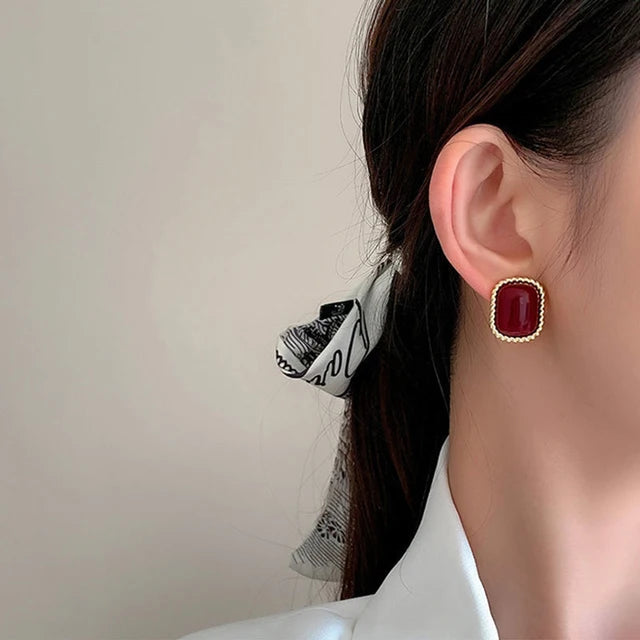 Retro Hong Kong style S925 silver earrings for women