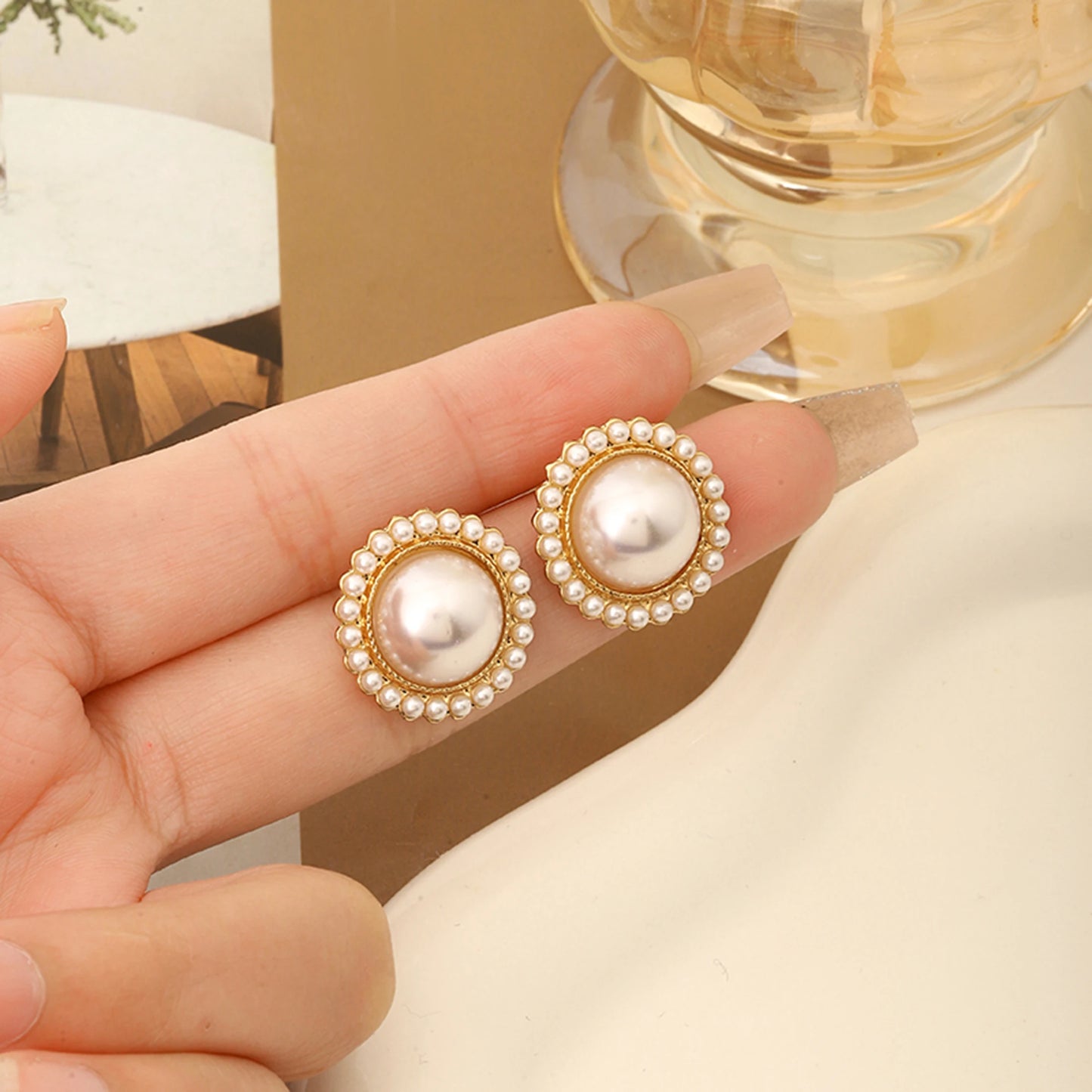 Retro Hong Kong style S925 silver earrings for women
