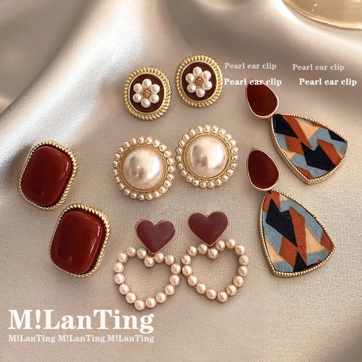 Retro Hong Kong style S925 silver earrings for women