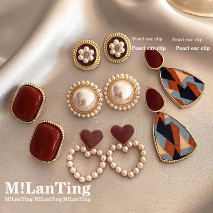 Retro Hong Kong style S925 silver earrings for women
