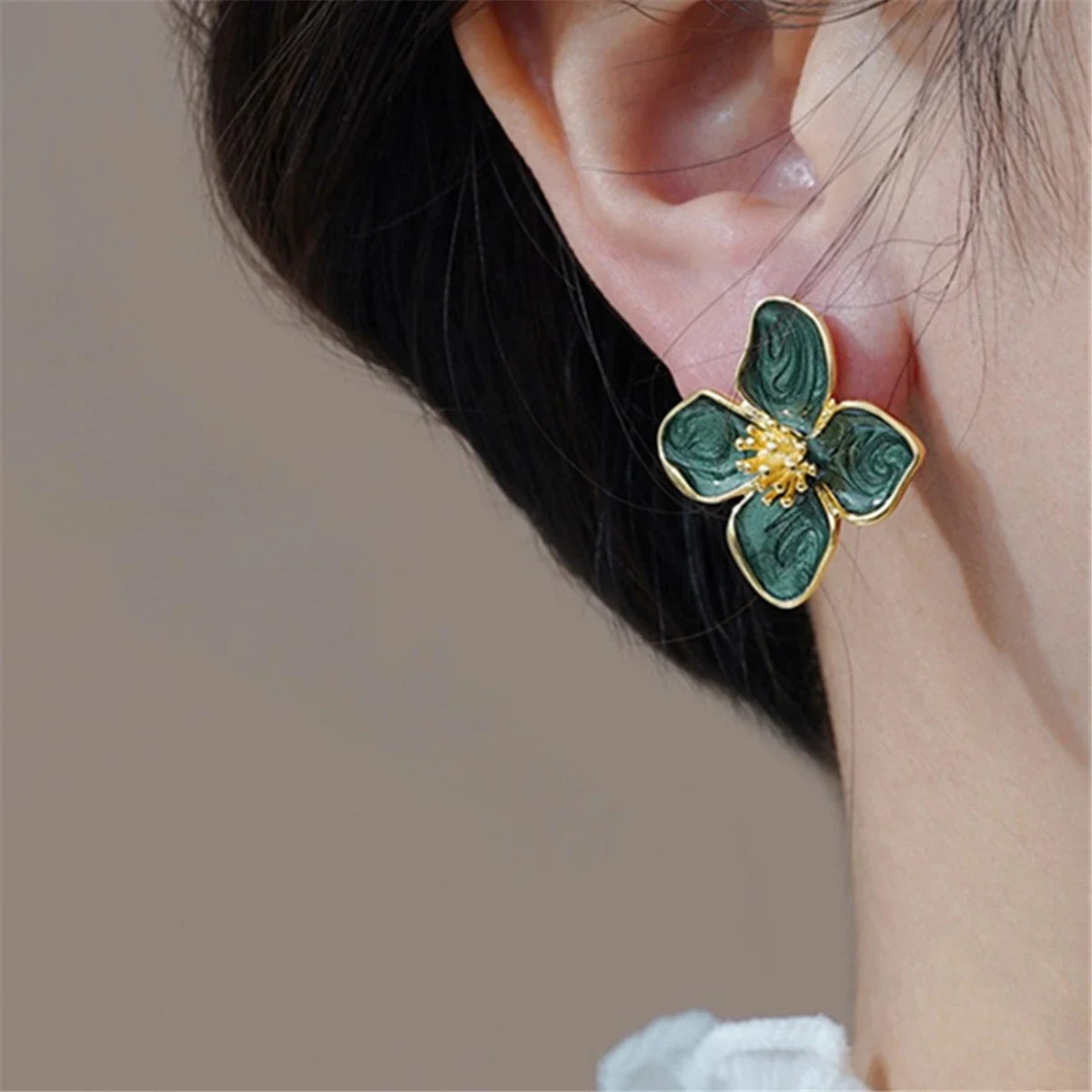 Hibiscus Flower Stud Earrings