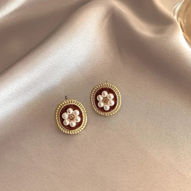 Retro Hong Kong style S925 silver earrings for women